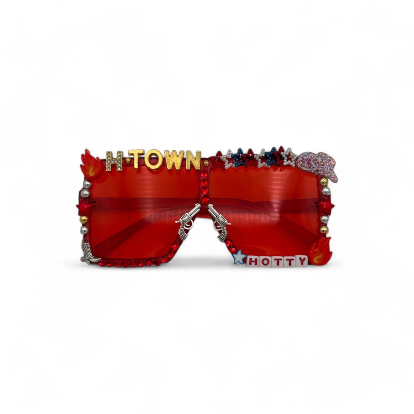 Red XL Square H-Town Sunglasses