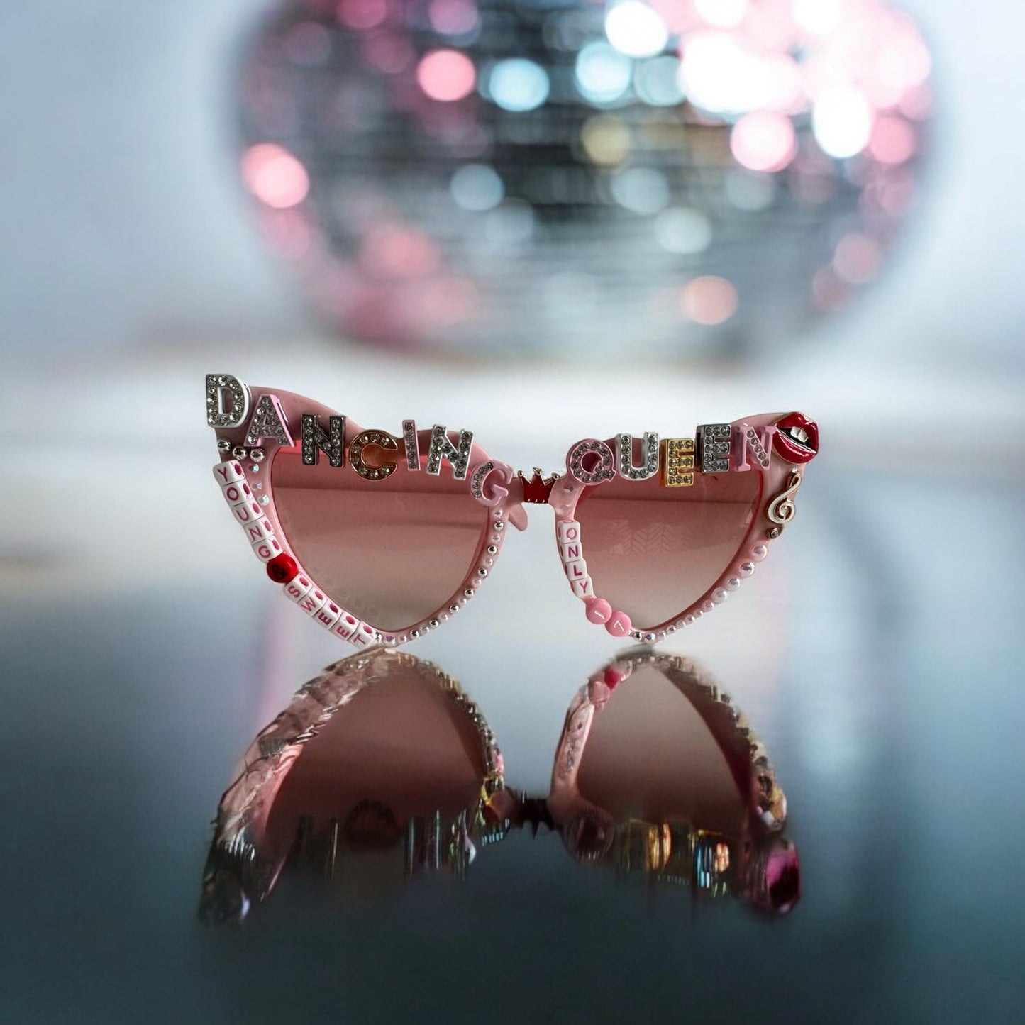 Dancing Queen Pink Heart Birthday Sunglasses