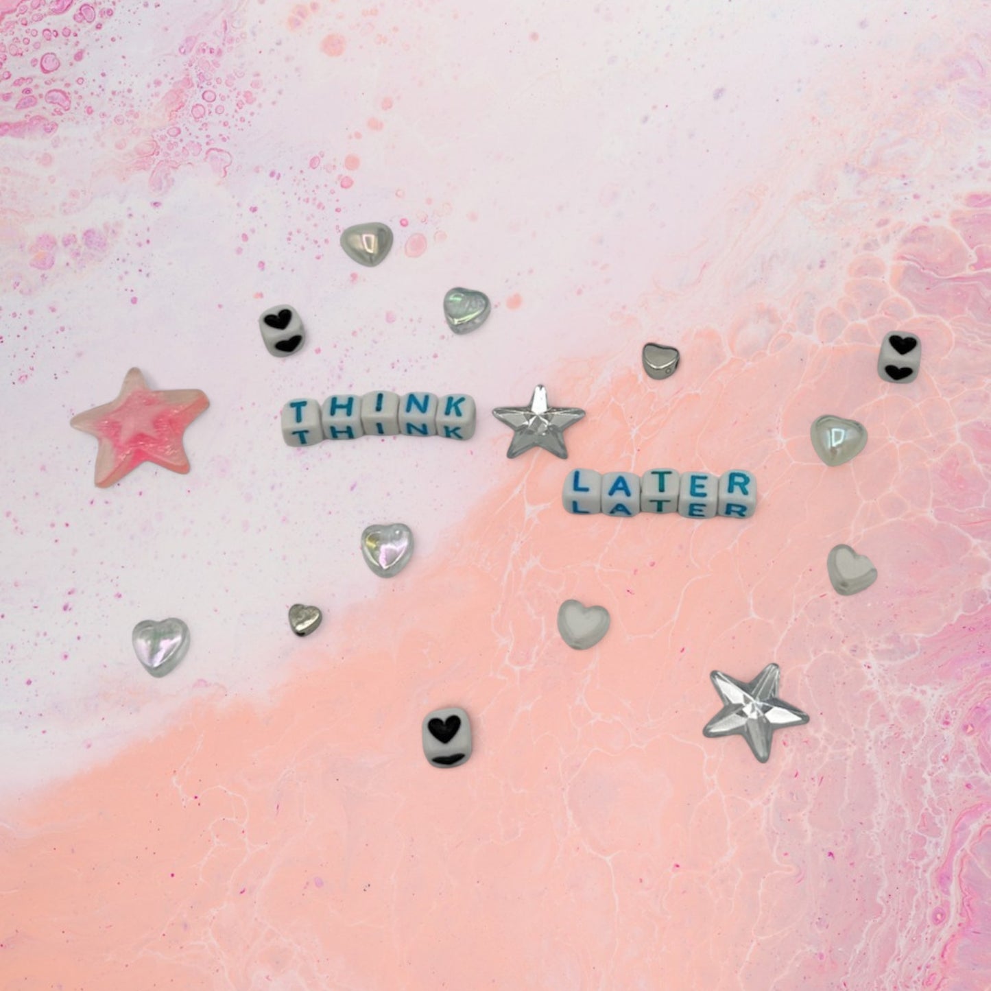 Pink white blue charm kit with hearts and stars