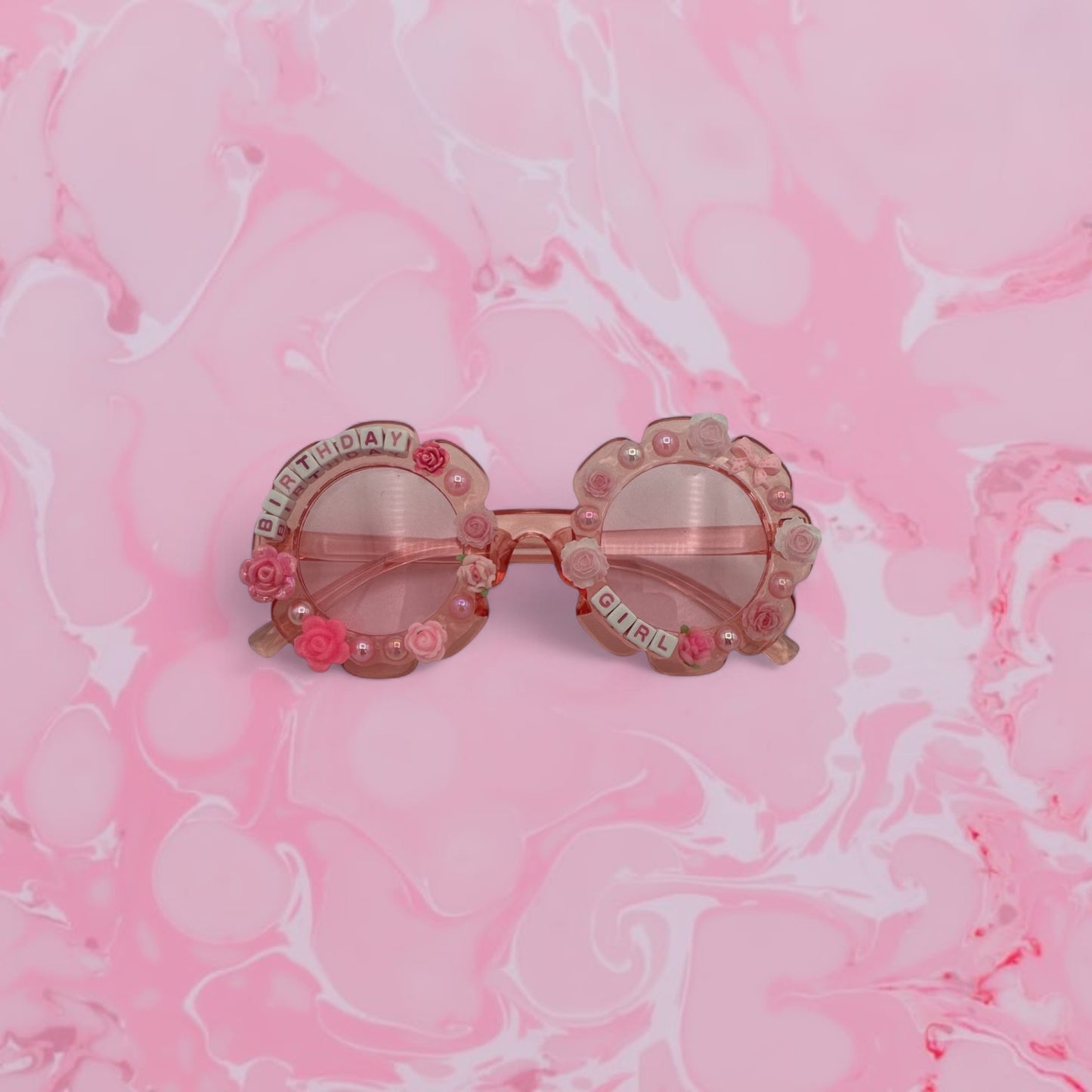 Custom little girls pink birthday sunglasses