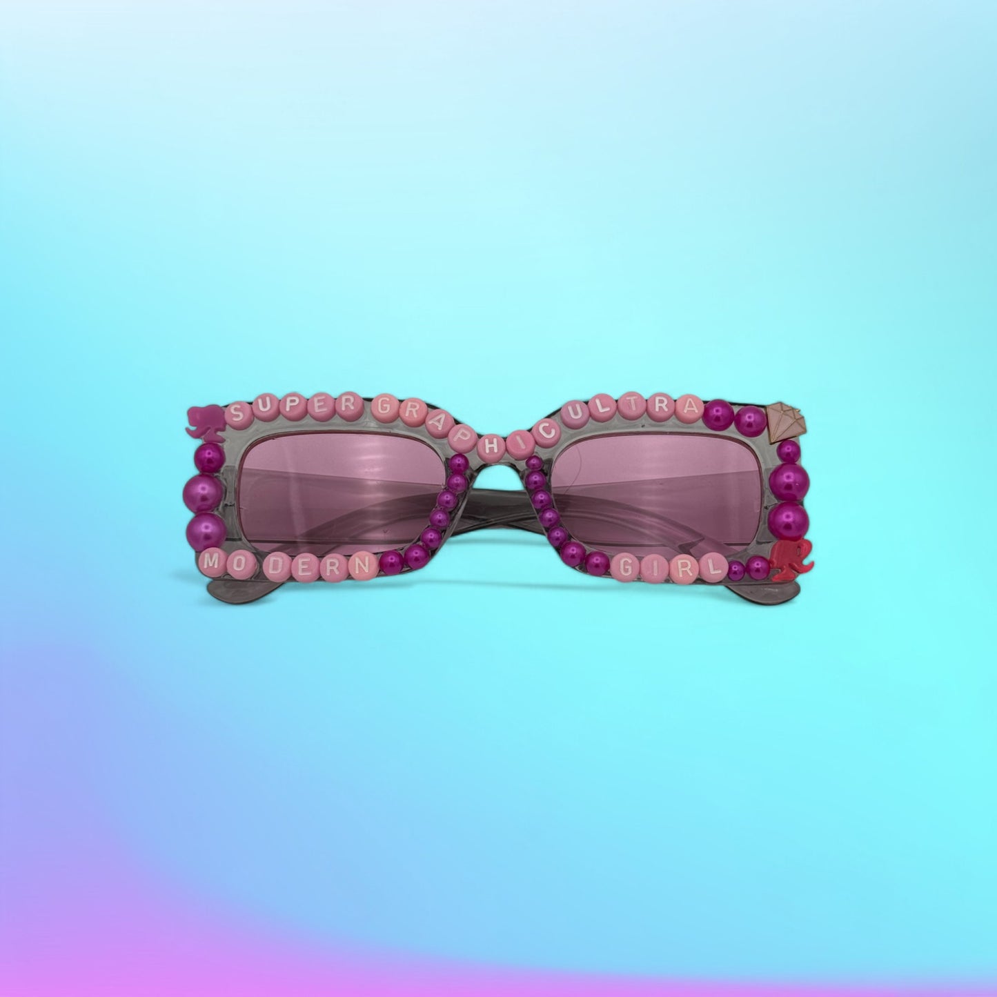 Faded Red rectangle sunglasses with red lenses