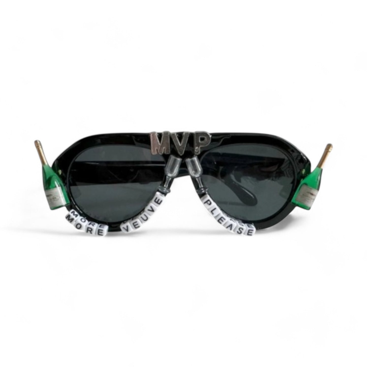black retro aviator sunglasses w champagne bottles mvp