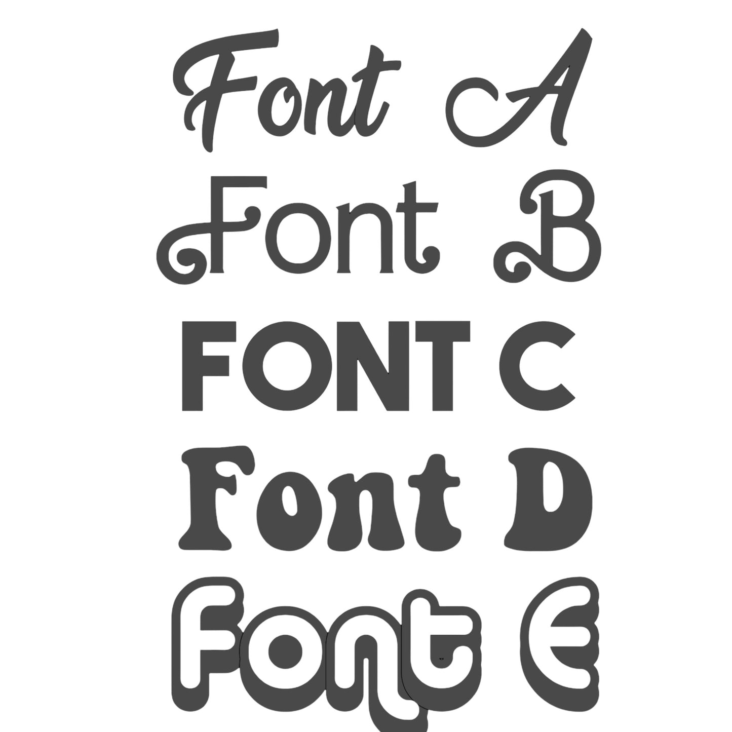 Font options for personalization on pouch