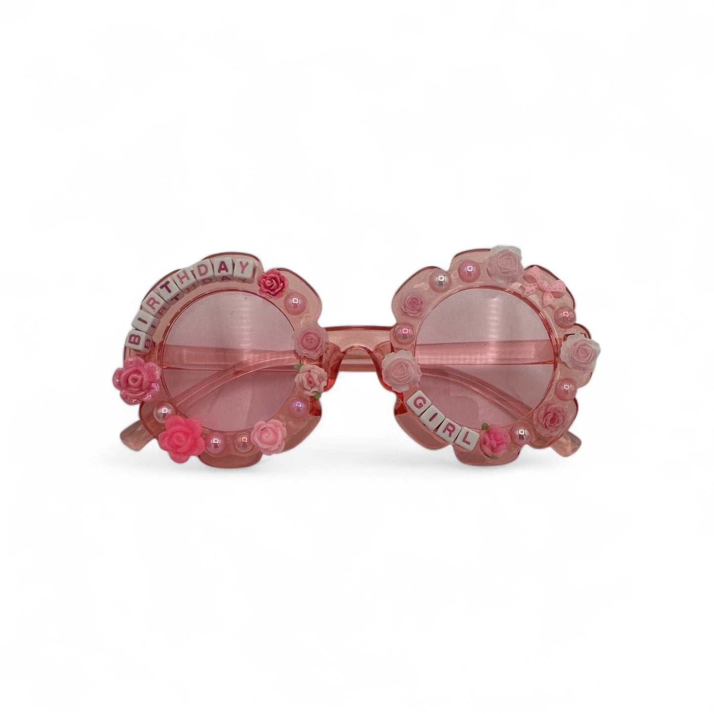 Pink pearl and flower girls birthday sunglasses