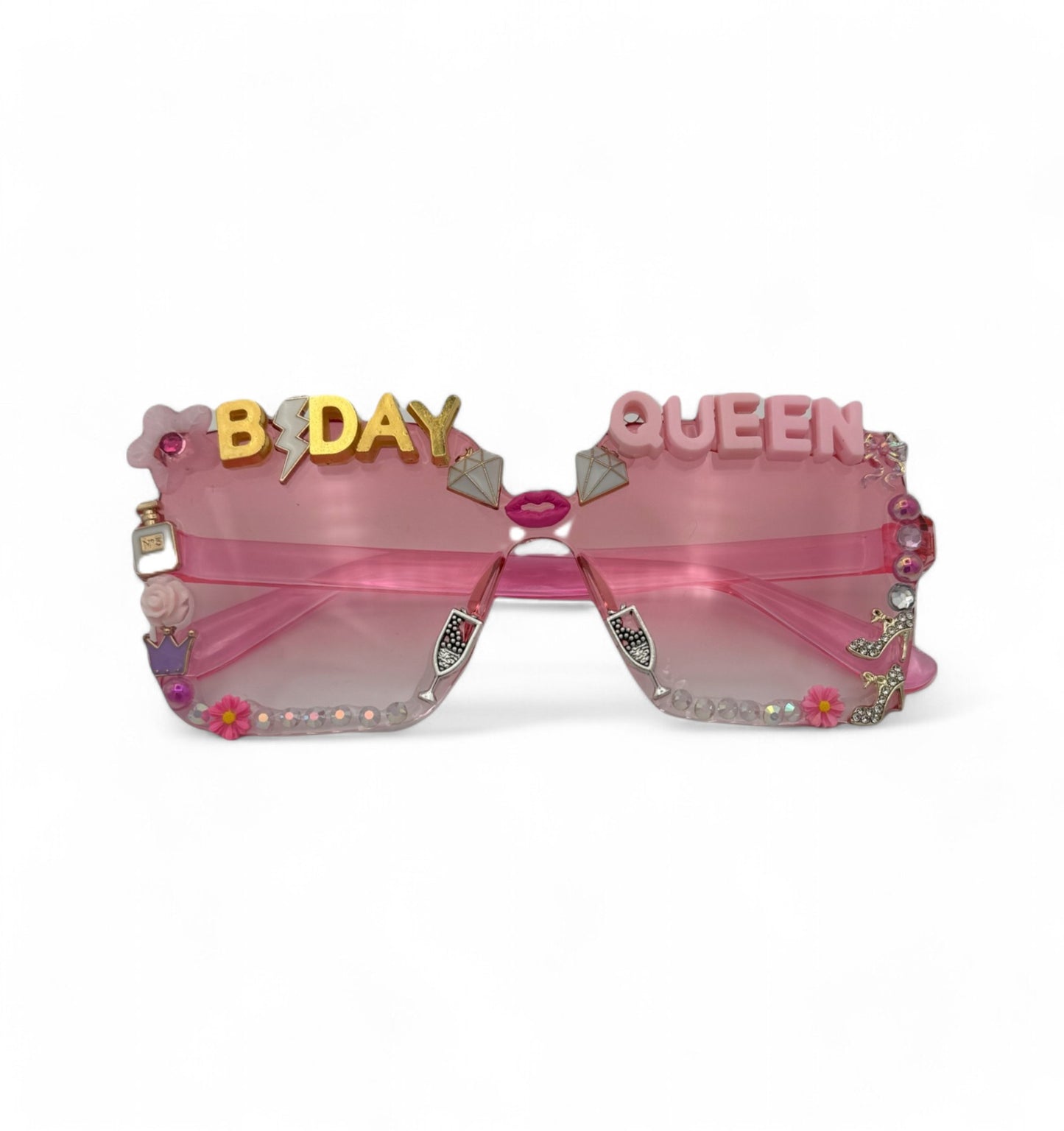 Pink Square Birthday Sunglasses with Diva Charms