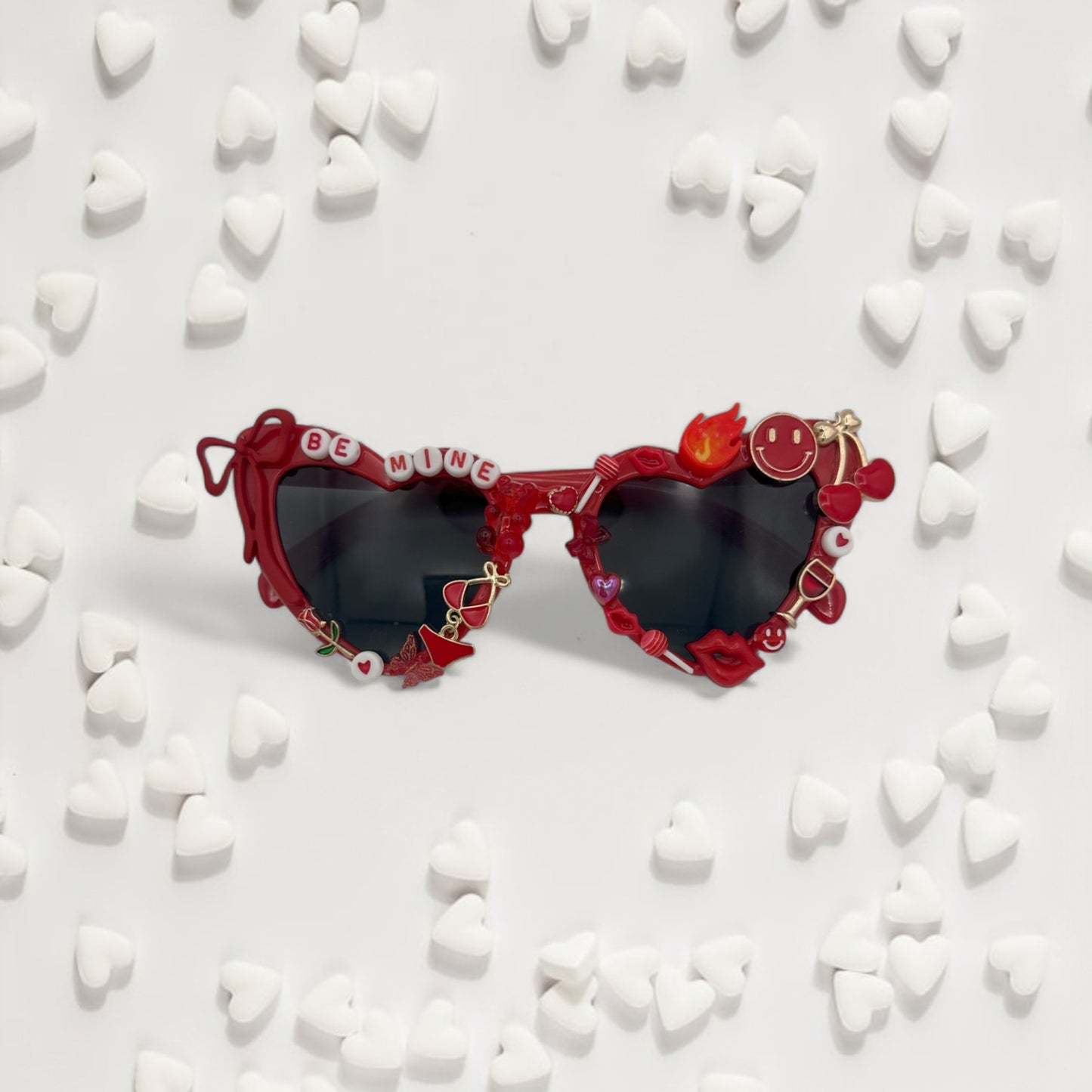 Red Heart Valentines Day Custom Sunglasses