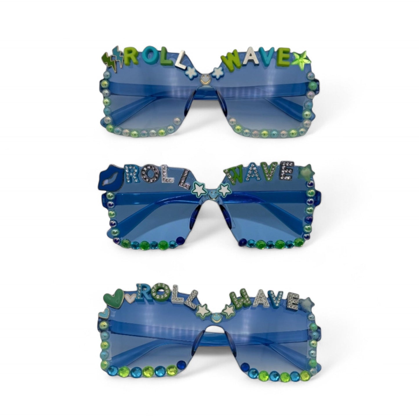 Blue square roll wave tulane sunglasses