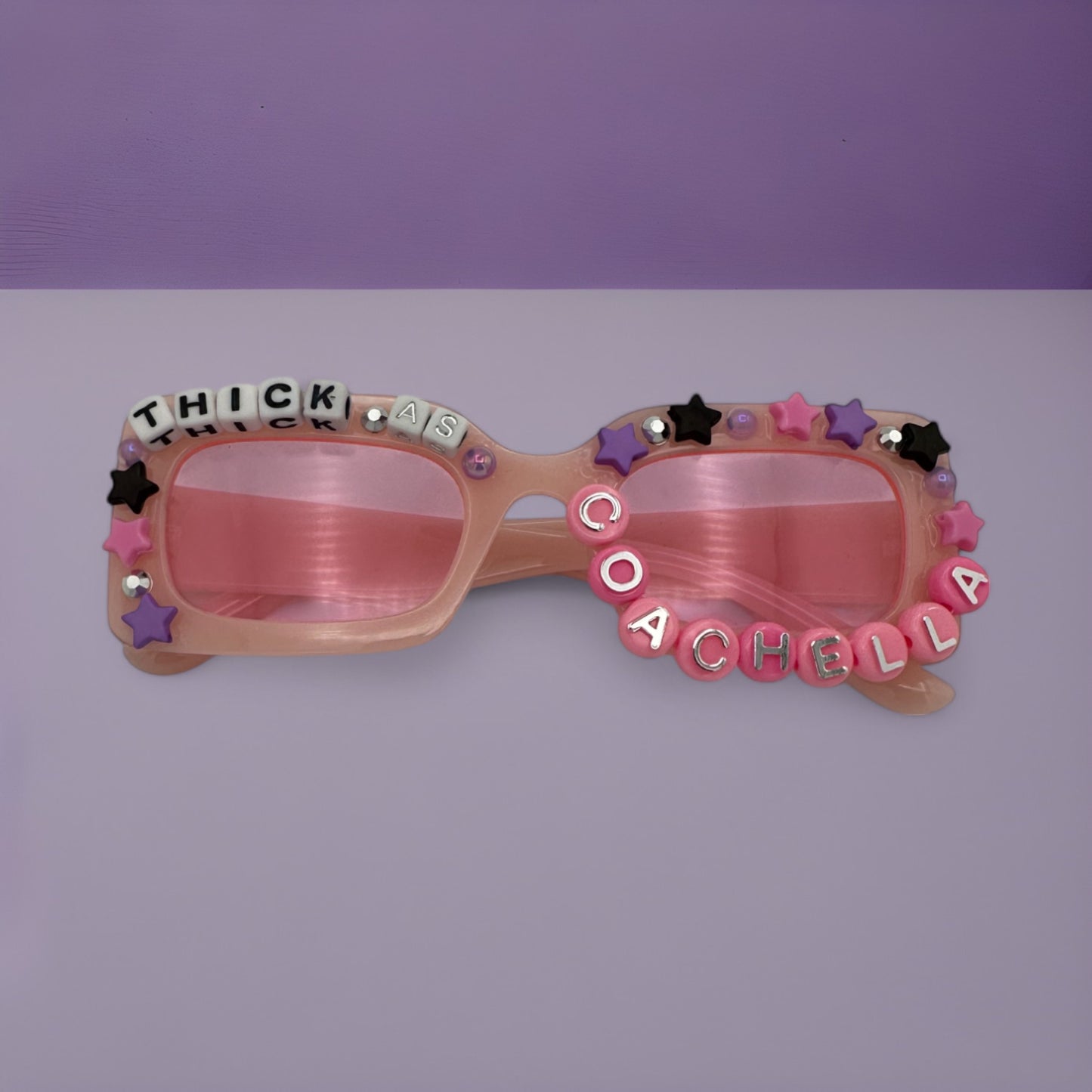 Pink rectangle charli xcx coachella sunglasses