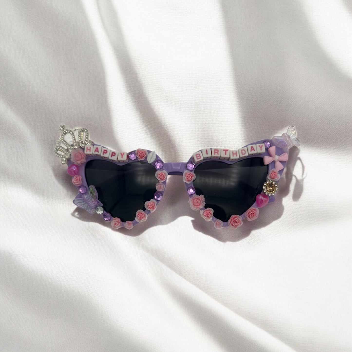 Purple princess heart birthday sunglasses
