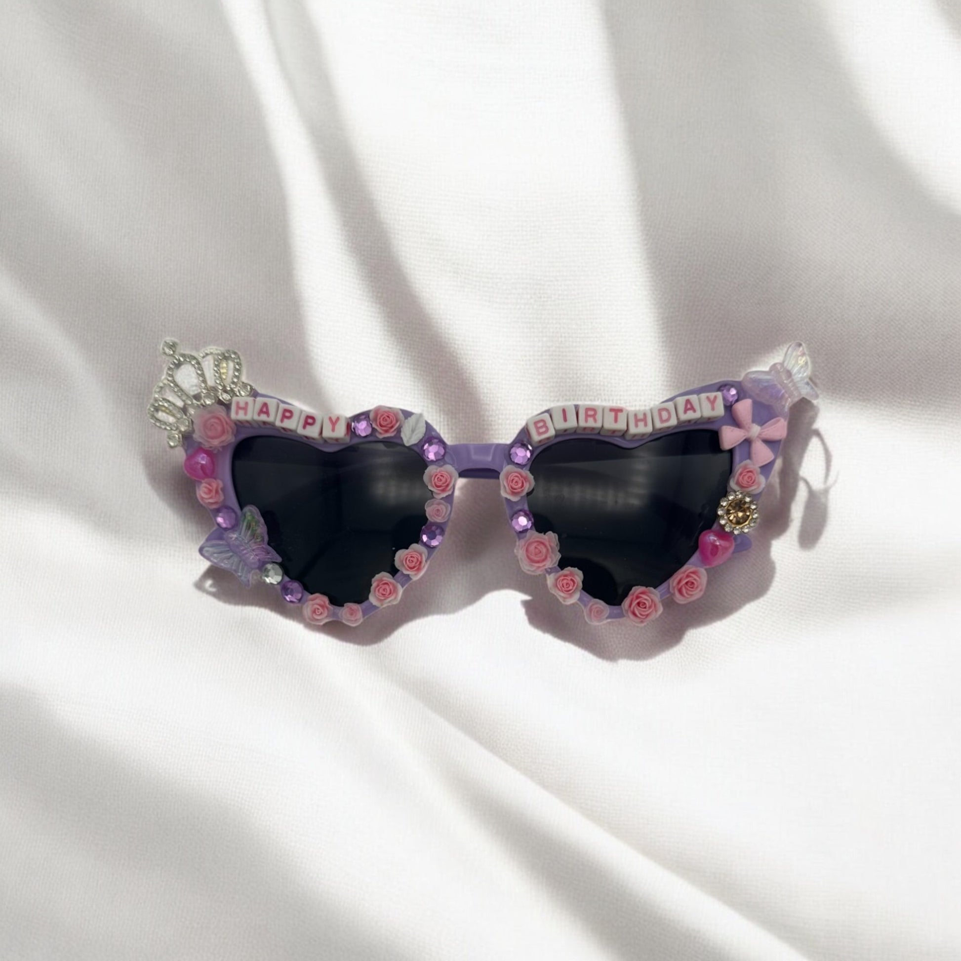 Purple princess heart birthday sunglasses