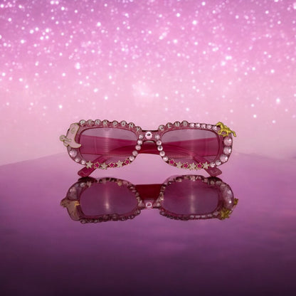 Pink rectangle sunglasses pink pony club western rhinestones