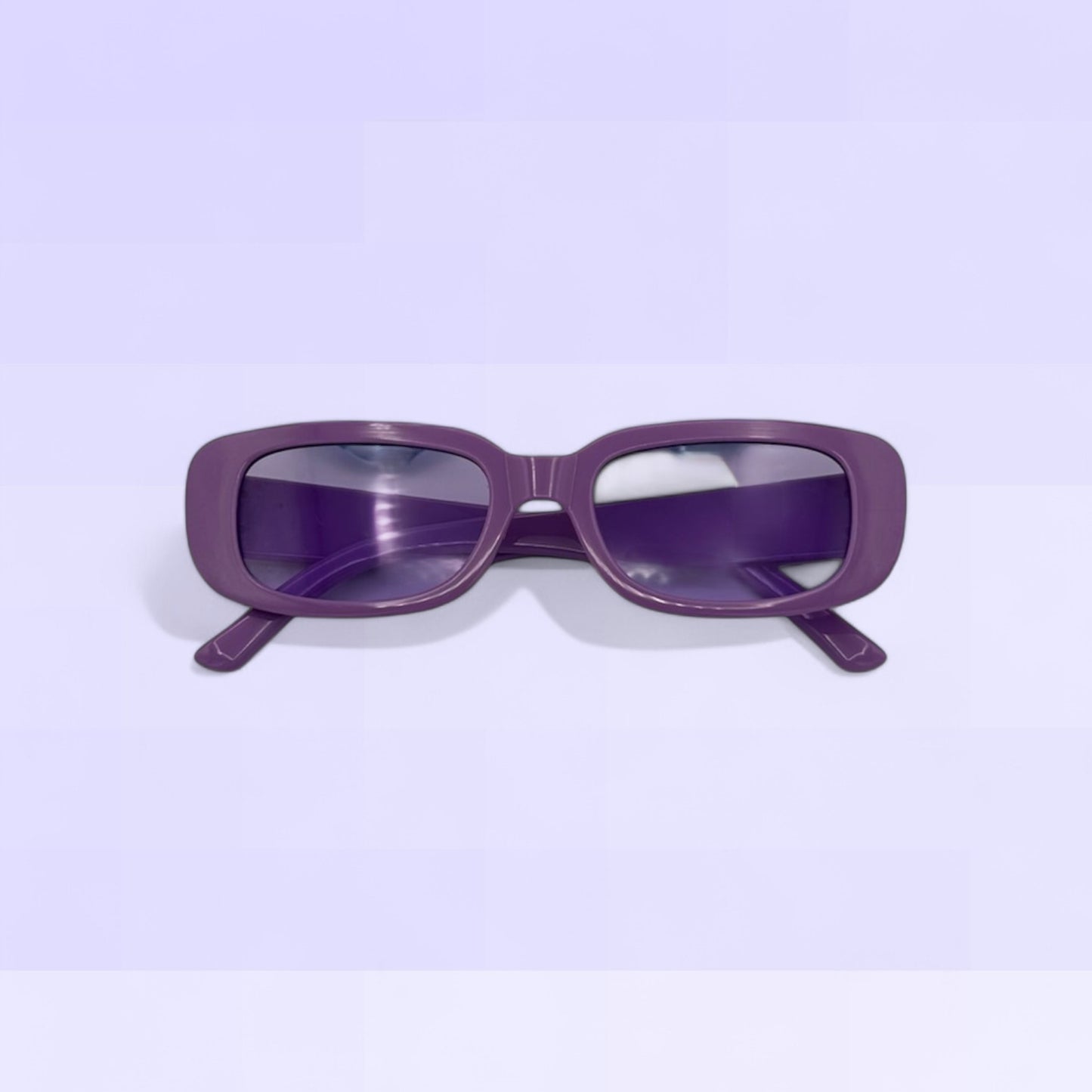 narrow purple rectangle sunglasses