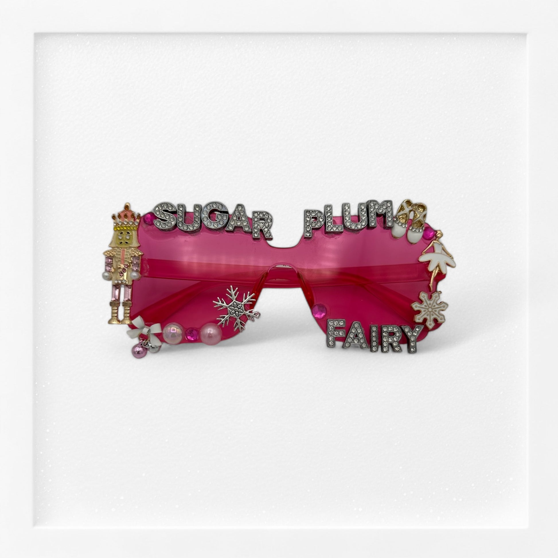 Pink square sugar plum fairy sparkly sunglasses