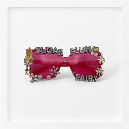 Pink square sugar plum fairy sparkly sunglasses