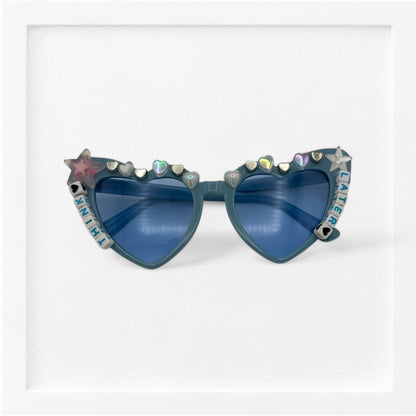 Blue heart sunglasses with star charms