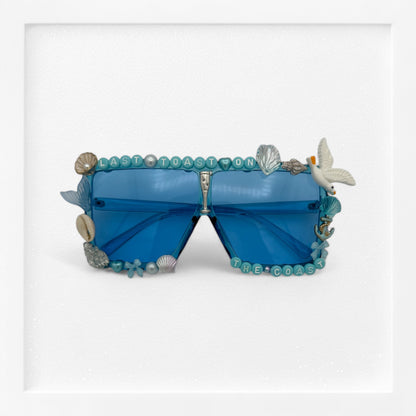 Blue XL Square Sunglasses shown completed with charms