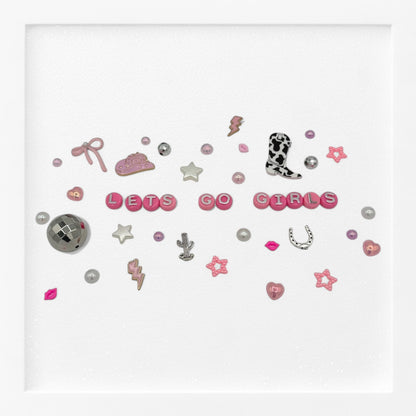 Pink and silver funky western charms for sunglasses kit