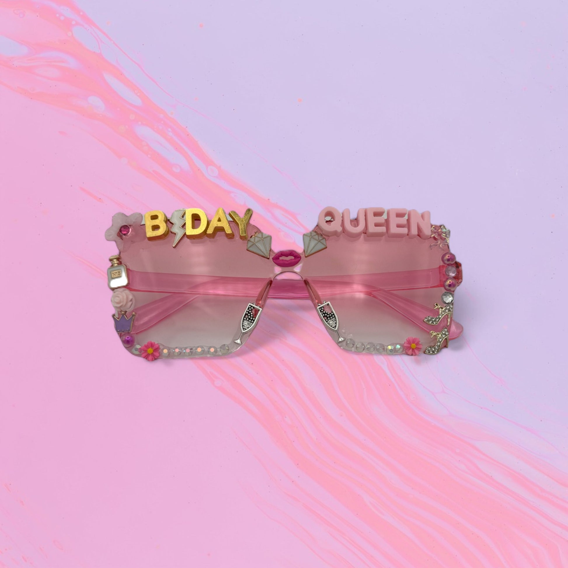 Pink Square Birthday Sunglasses with Diva Charms