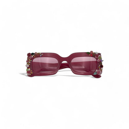 Red Rectangle floral coquette aesthetic sunglasses