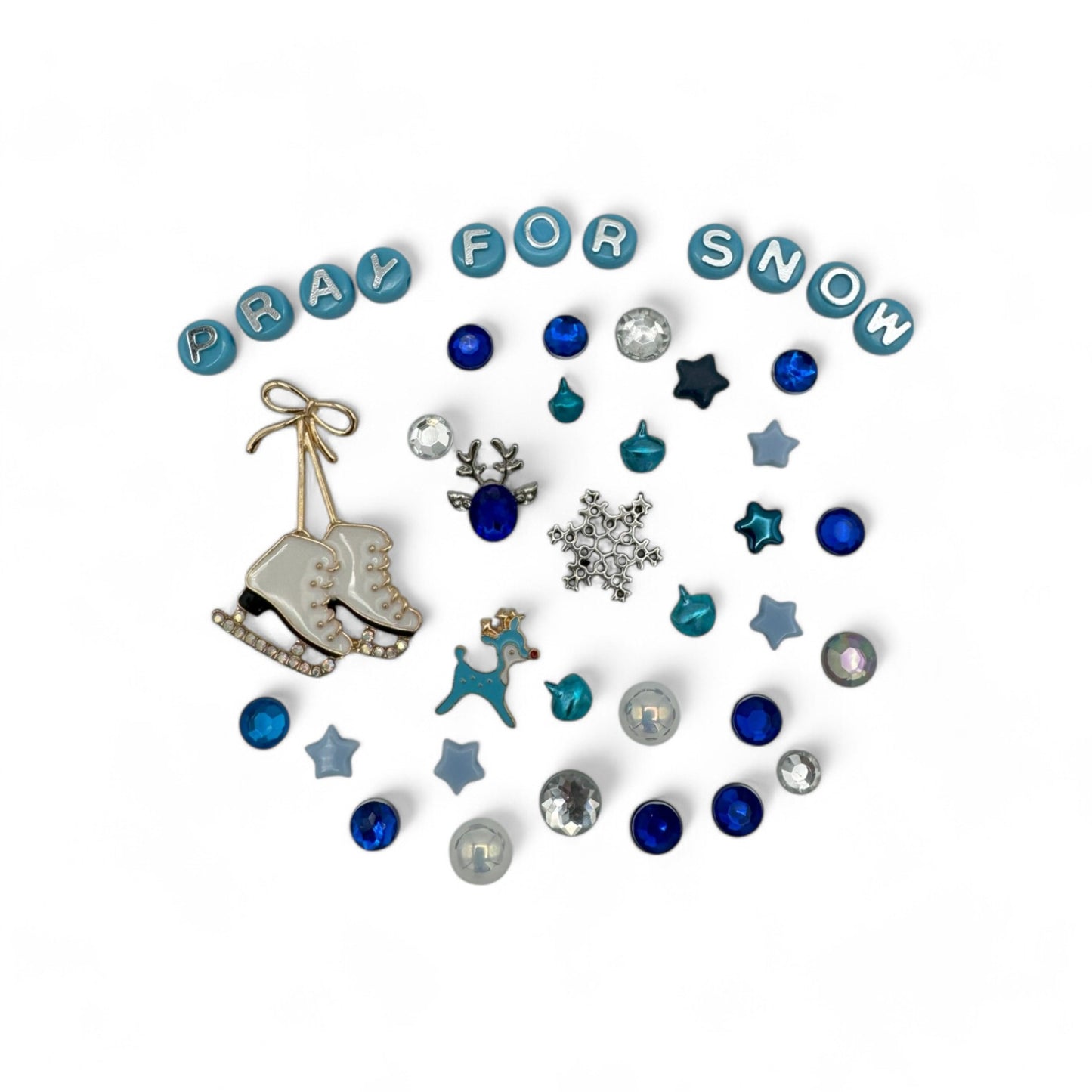 Blue white silver stars snowflakes jingle bells