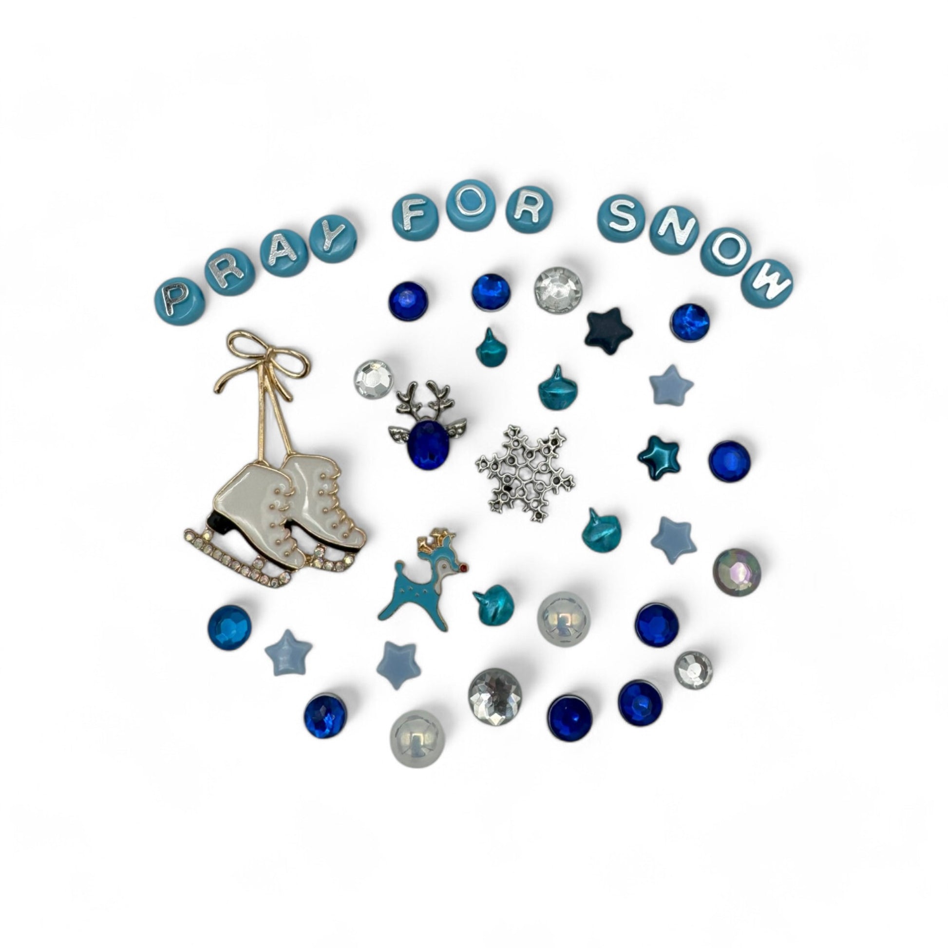 Blue white silver stars snowflakes jingle bells