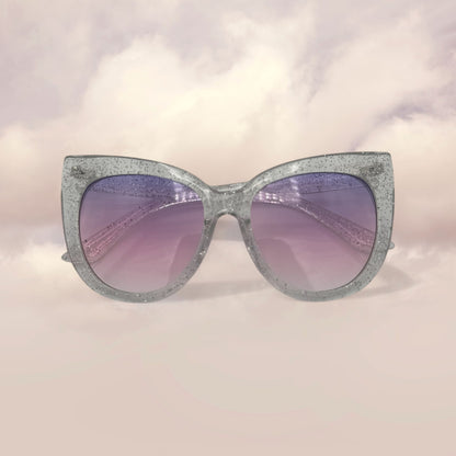 Silver sparkly cat eye sunglasses