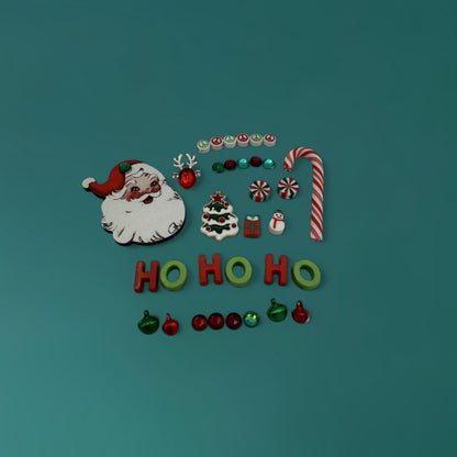 Santa charms w candy canes jingle bells and red green charms