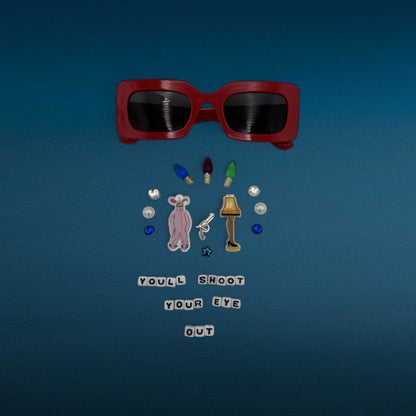 Red rectangle sunglasses with charms for the kit