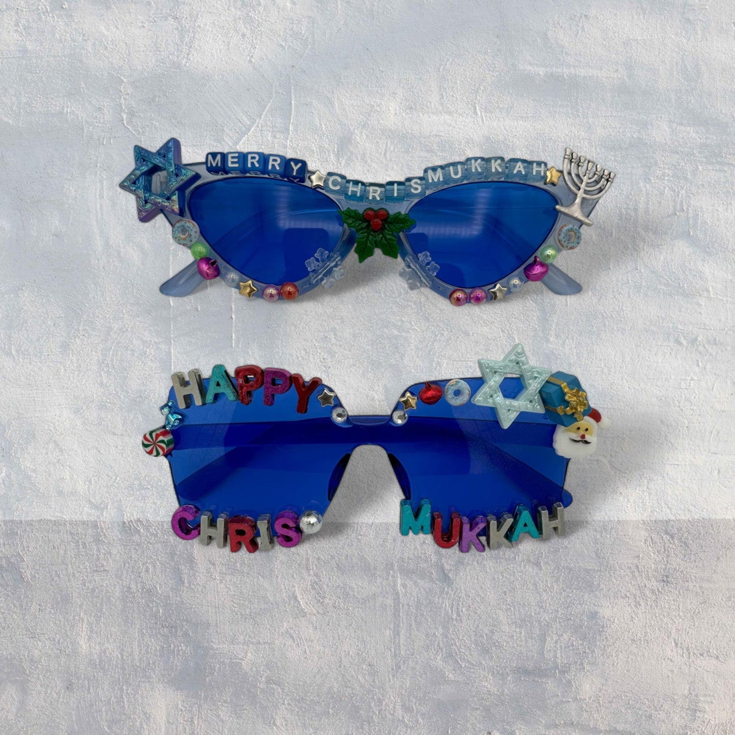 cat eye & square blue sunglasses Hannukah & Christmas Charms