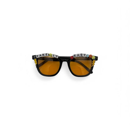 Black and orange take it easy sunglasses 