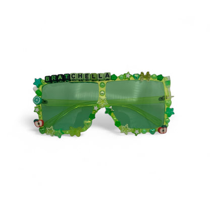 Charli XCX Bright green square sunglasses for Coachella