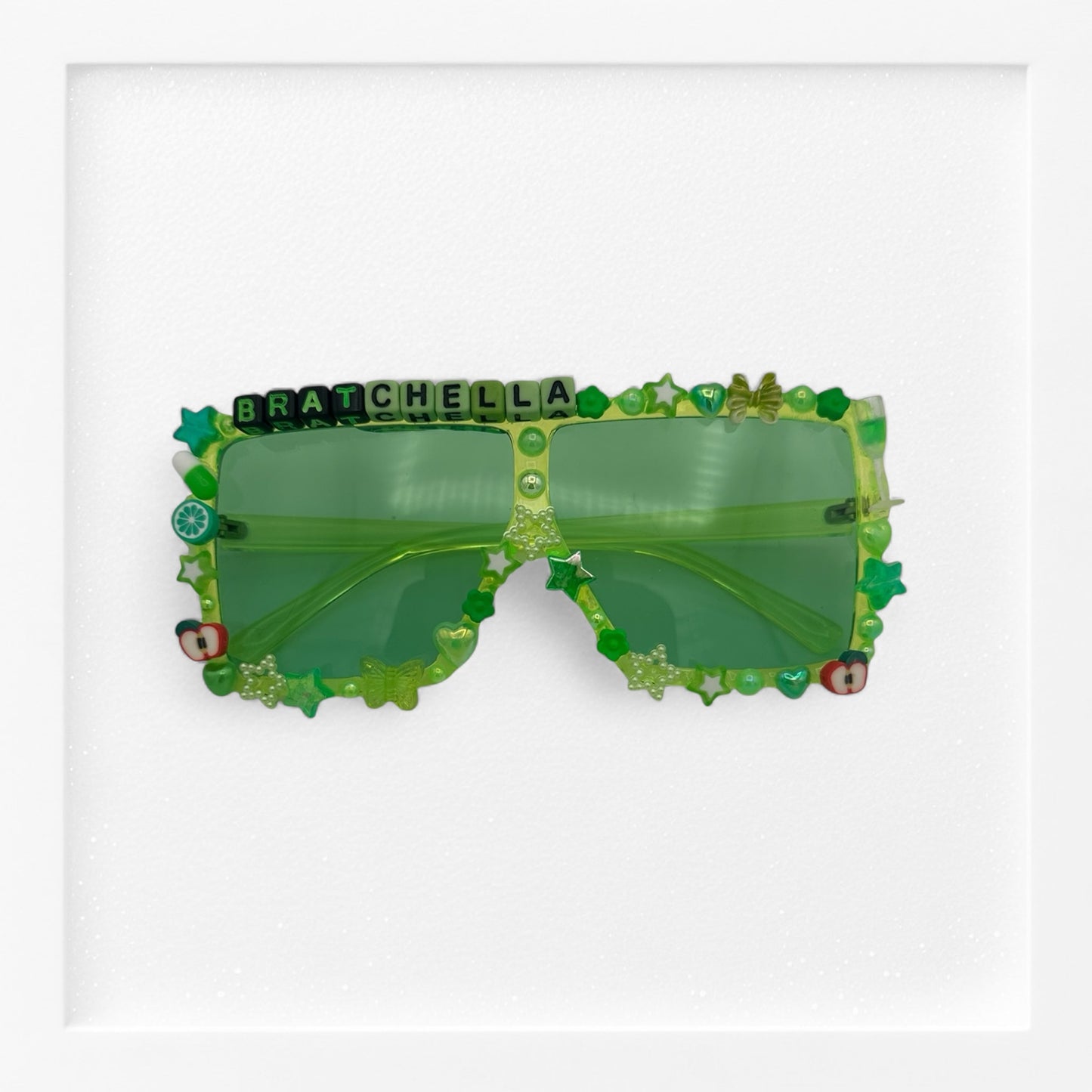 Charli XCX Bright green square sunglasses for Coachella