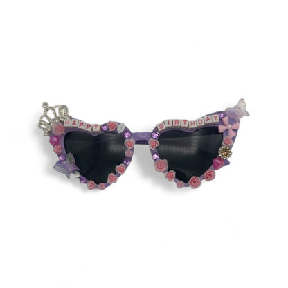 Purple princess heart birthday sunglasses
