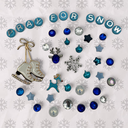 Blue white silver stars snowflakes jingle bells