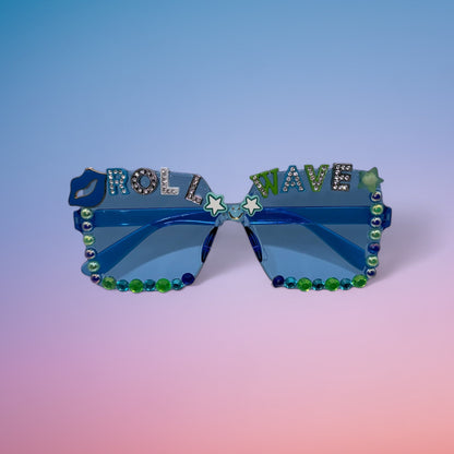 Blue square roll wave tulane sunglasses