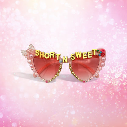 Pink Heart sunglasses with bow and pearl accents