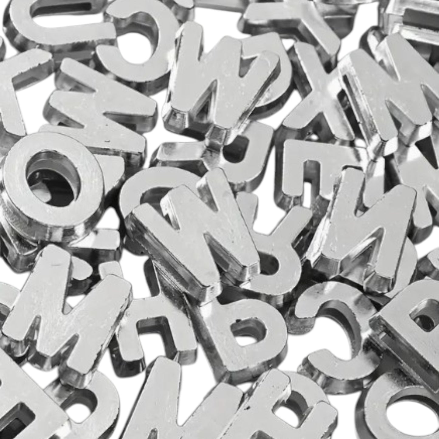 silver letter slide charms