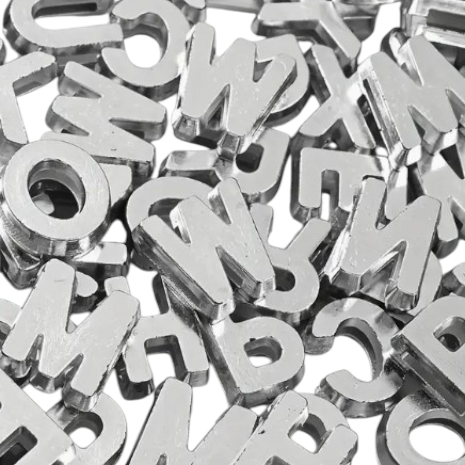 silver letter slide charms