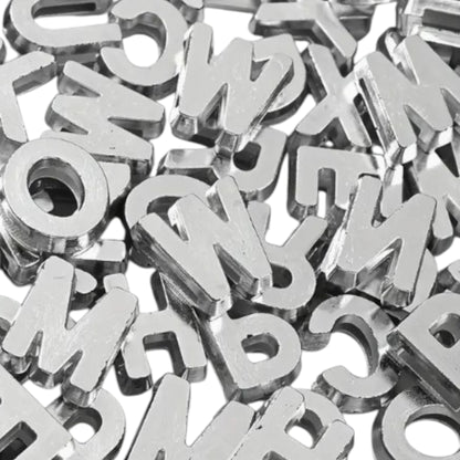 silver letter slide charms