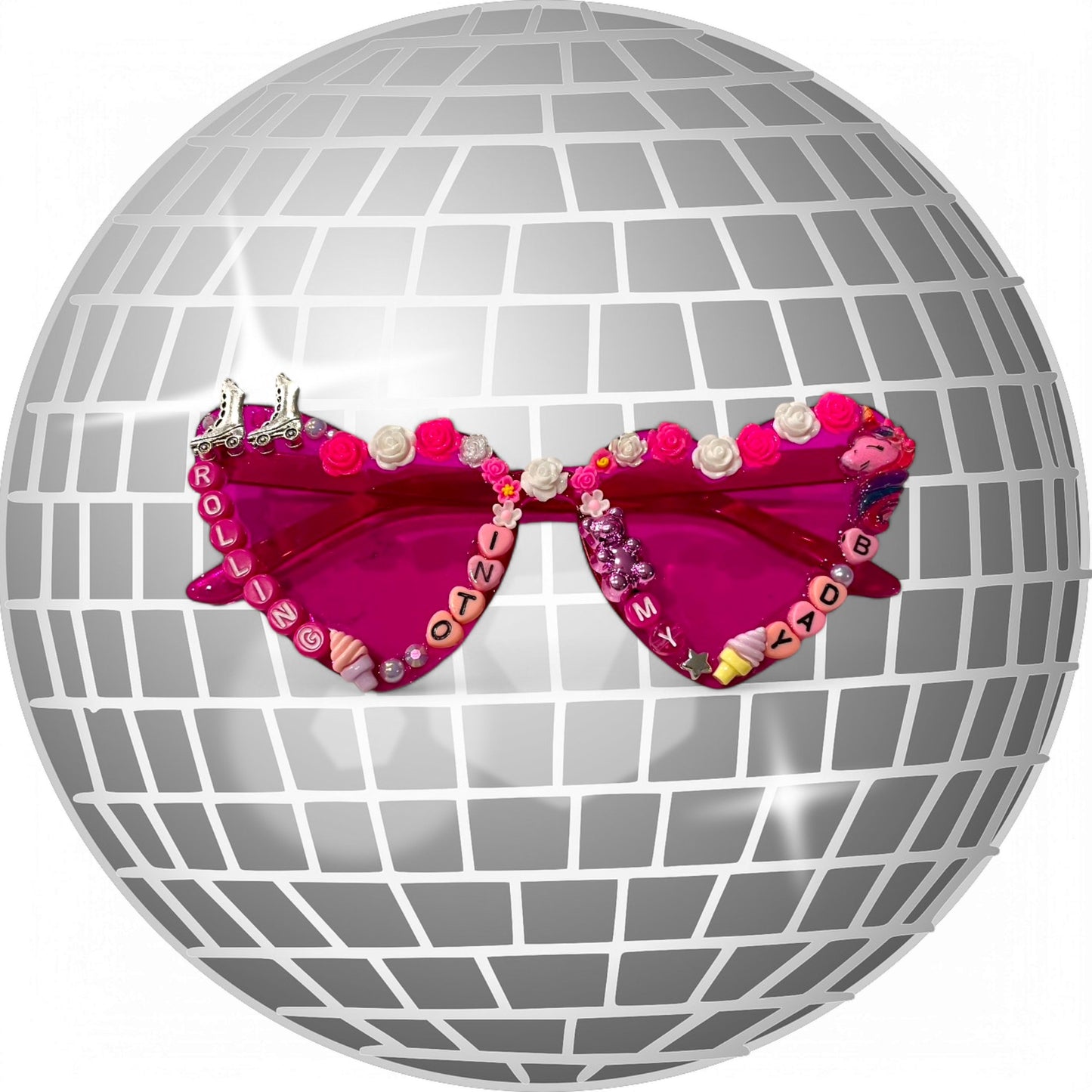 Pink Heart Roller Skating Sunglasses