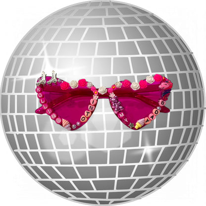 Pink Heart Roller Skating Sunglasses