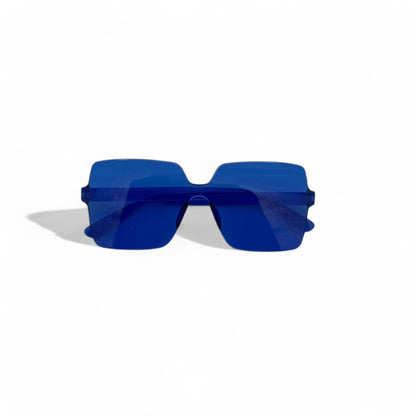 Blue square rimless sunglasses