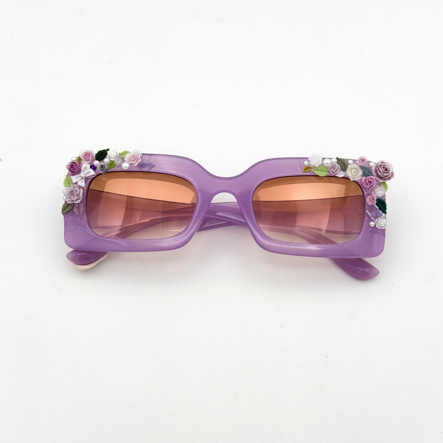 Purple Rectangle floral coquette aesthetic sunglasses