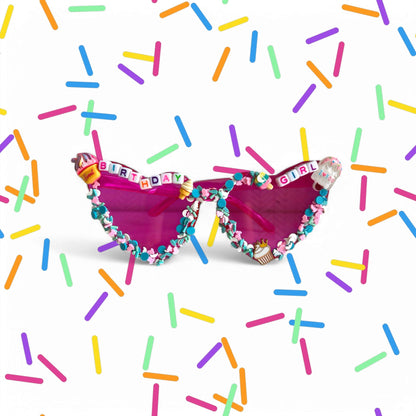 Pink heart sunglasses with sprinkles and ice cream