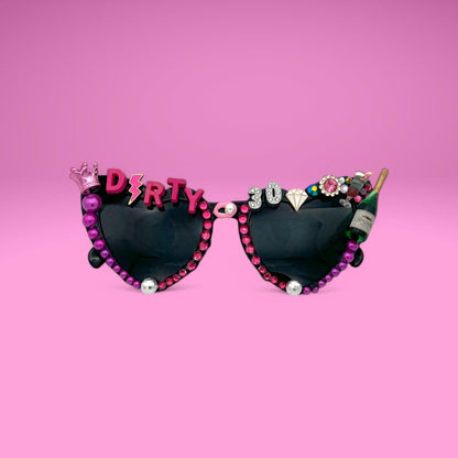Dirty 30 Birthday Sunglasses, Personalized Birthday Sunglasses, Birthday Gift, I'm 30, Dirty Thirty, 30th Heart Glasses