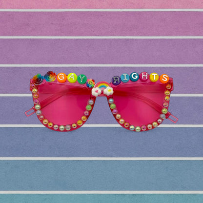 PRIDE Sunglasses / Gay Rights Sunglasses / Rainbow Shades / Bedazzled Sunglasses /  Pride Parade / Pride Month / Party Sunglasses
