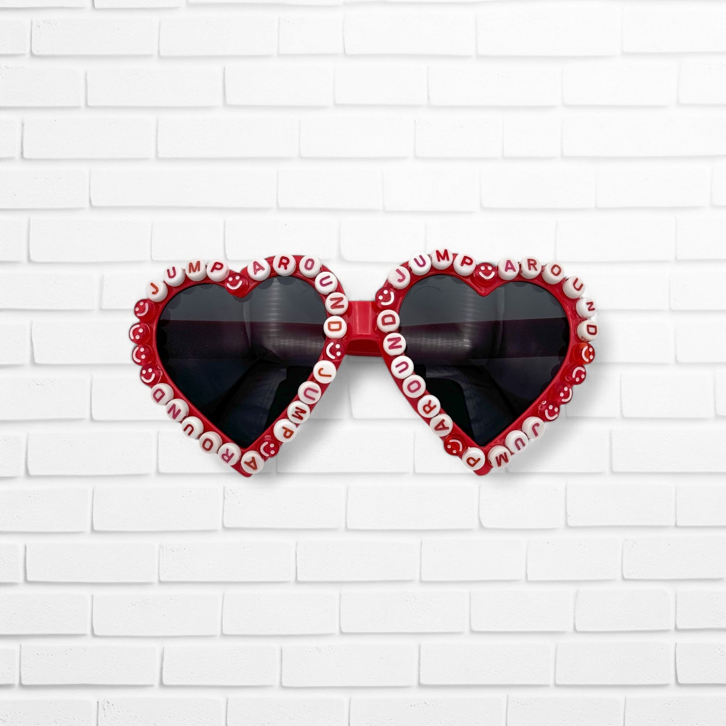 red traditional heart jump around sunglasses