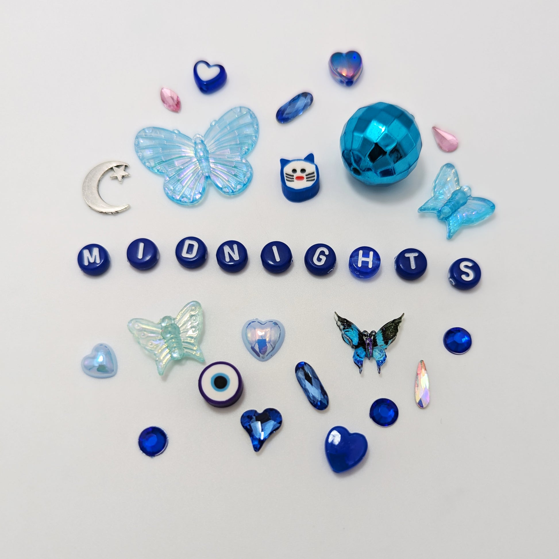 Butterfly disco balls blue/silver midnights charms