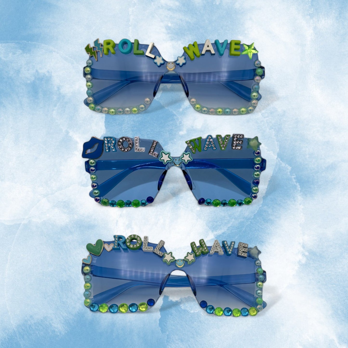 Blue square roll wave tulane sunglasses