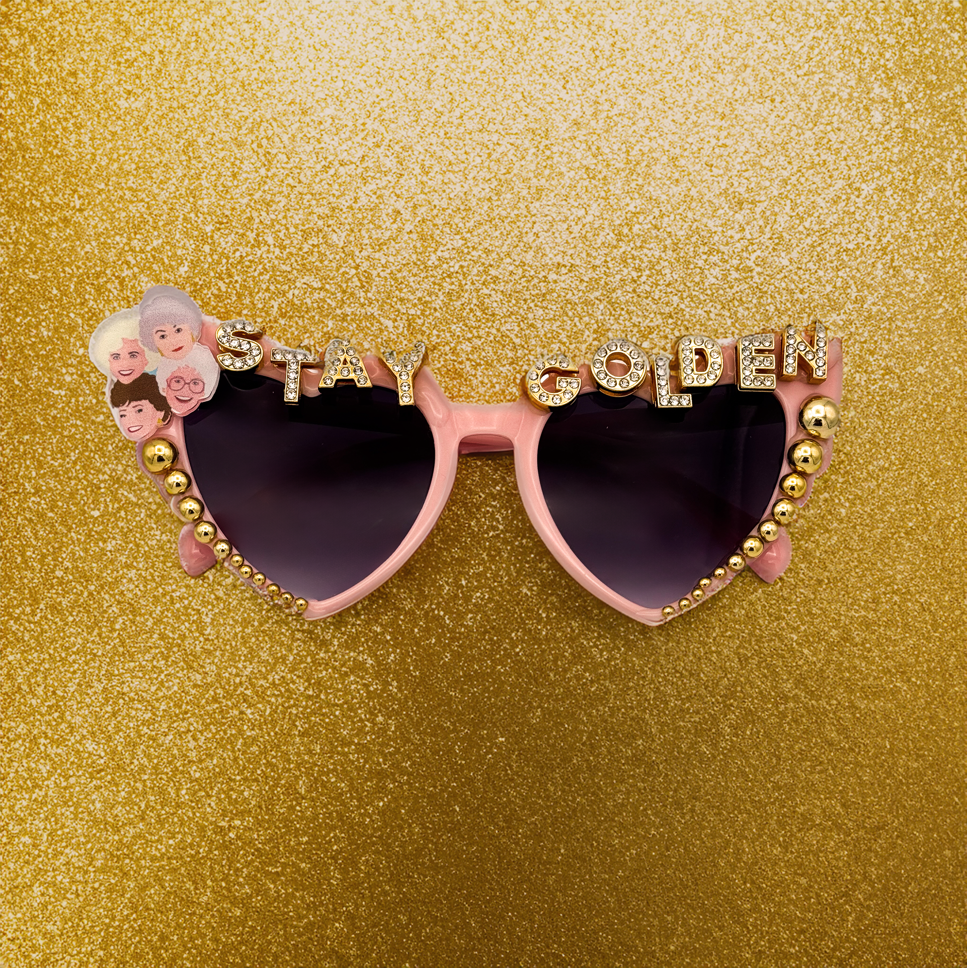 Pink Heart Sunglasses with a picture of the golden girls